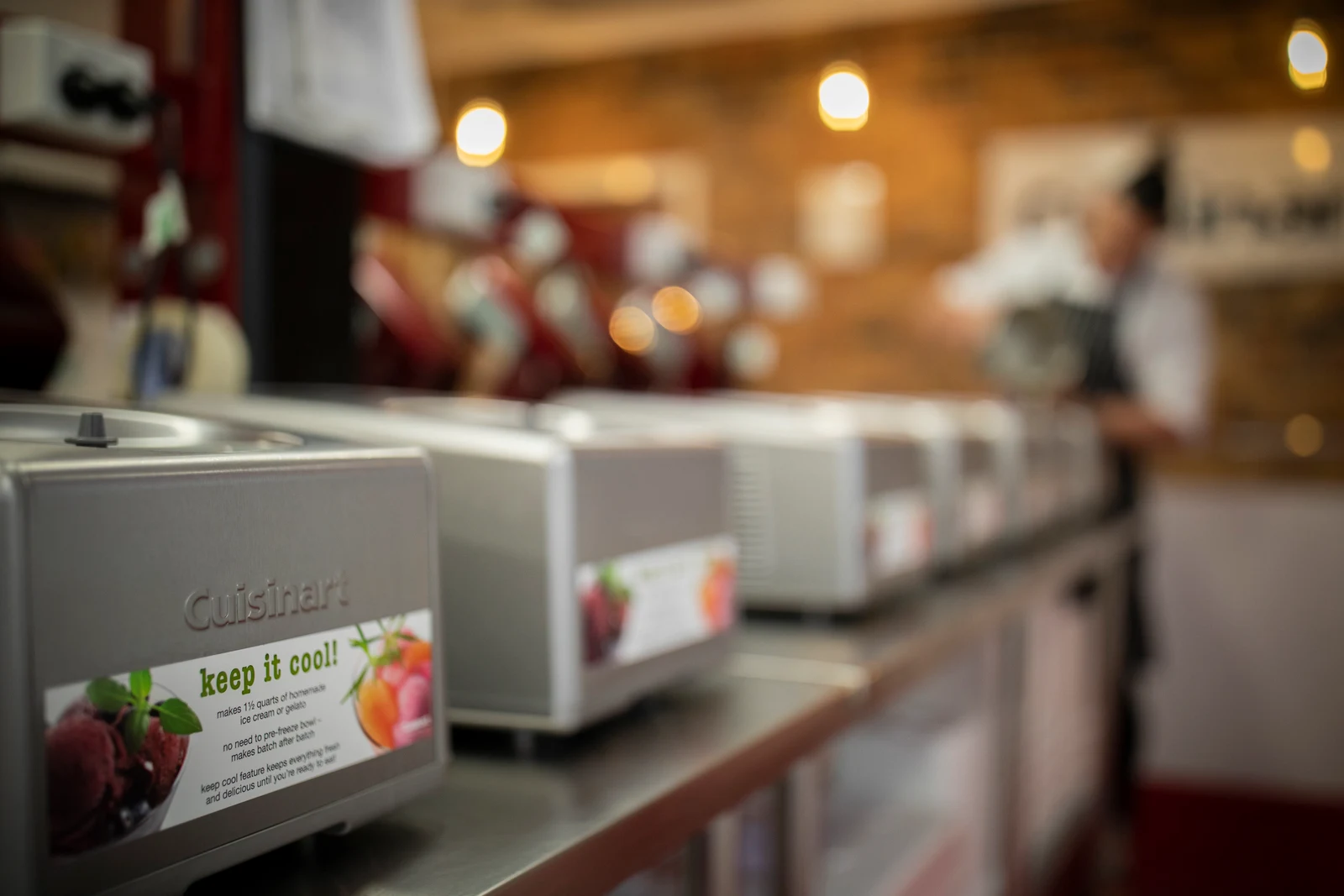 The ice cream machines at work on the Ungermann Brothers counter